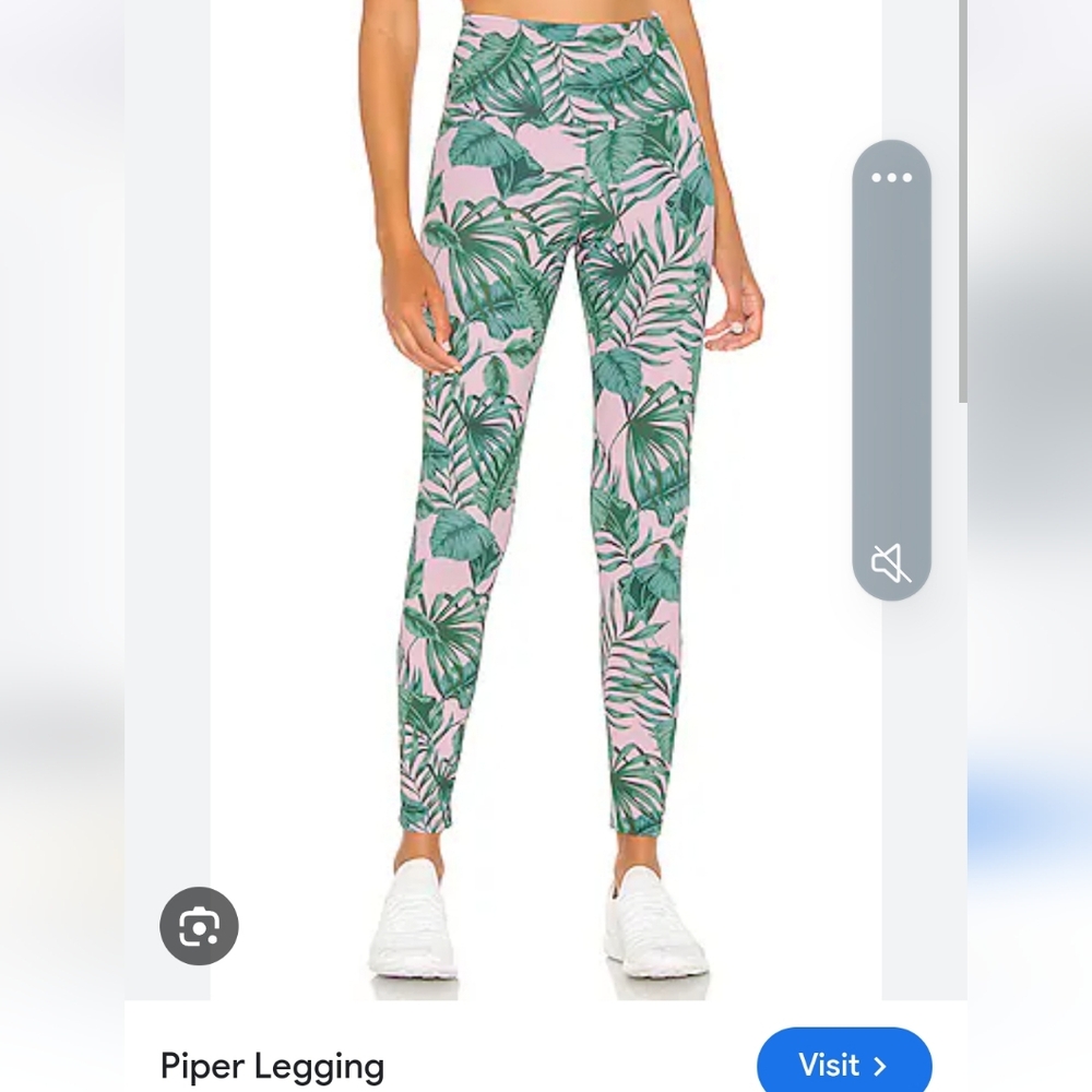 Pink and Green Leaf Print "Piper" Leggings
